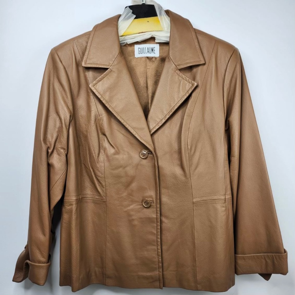 Guillaume Women’s Genuine Leather Tan Jacket Blazer New size 2x